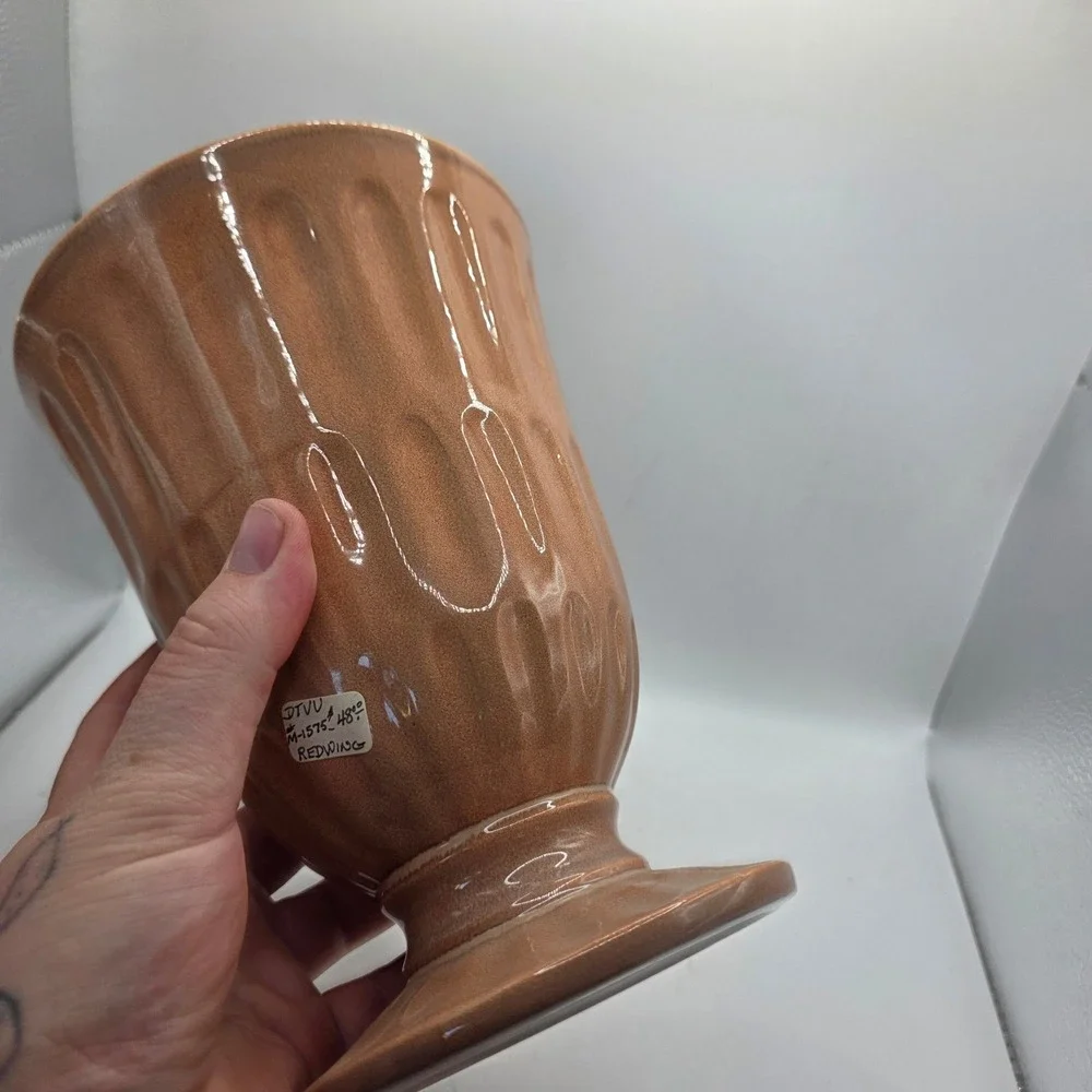 Vintage Red Wing Pottery M-1575 Brown Fleck Pedestal Vase USA MCM